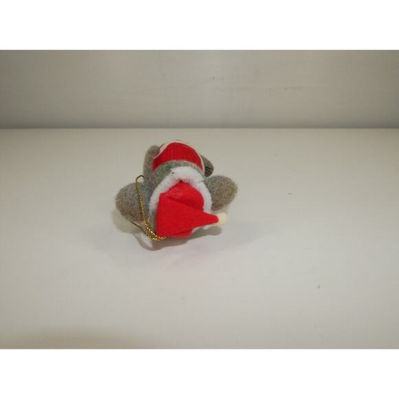 VTG Flocked Mouse Twinkle Ornament Christmas Mice Santa Hat - Picture 6 of 7